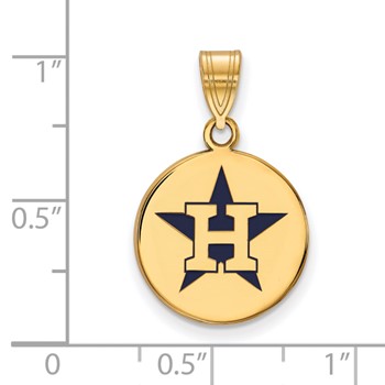 Sterling Silver Gold Plated Major League Baseball LogoArt Houston Astros Enamel Pendant — alternate view