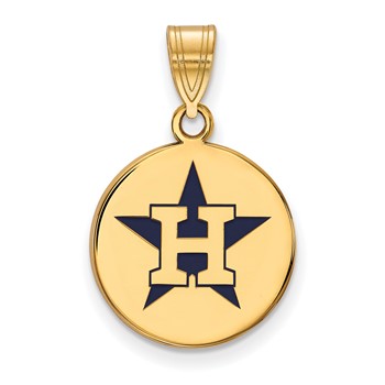 Sterling Silver Gold Plated Major League Baseball LogoArt Houston Astros Enamel Pendant