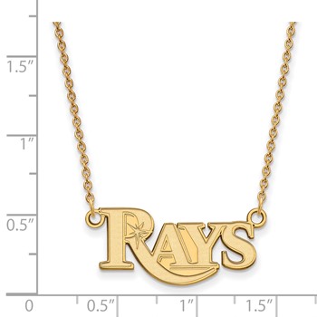 10k Gold Major League Baseball LogoArt Tampa Bay Rays Script Small Pendant Necklace — alternate view