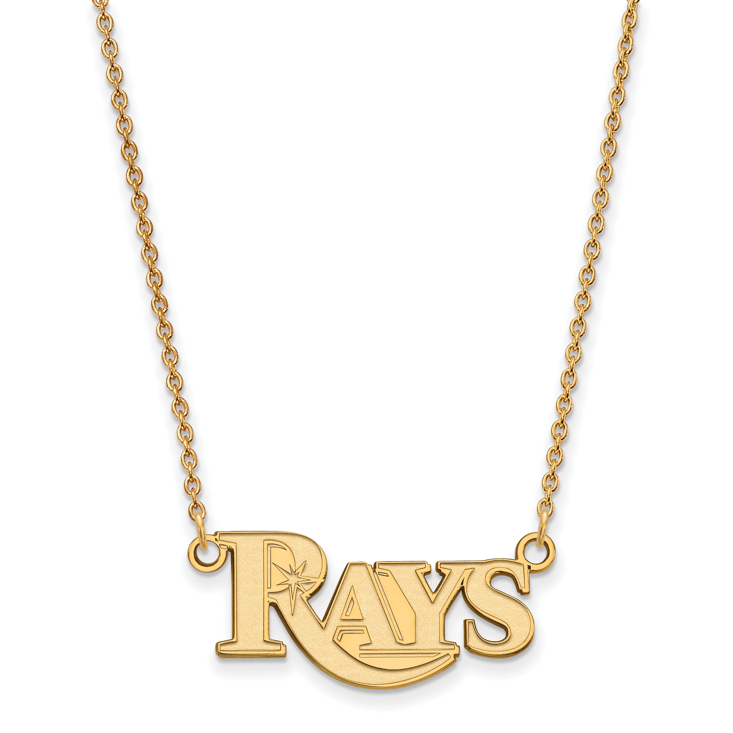 10k Gold Major League Baseball LogoArt Tampa Bay Rays Script Small Pendant Necklace
