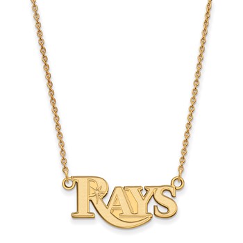 10k Gold Major League Baseball LogoArt Tampa Bay Rays Script Small Pendant Necklace