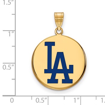 Sterling Silver Gold Plated Major League Baseball LogoArt Los Angeles Dodgers Enamel Pendant — alternate view