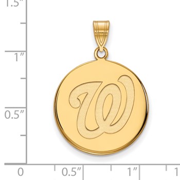14k Gold Major League Baseball LogoArt Washington Nationals Letter W Large Disc Pendant — alternate view