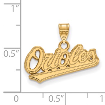 Sterling Silver Gold Plated Major League Baseball LogoArt Baltimore Orioles Script Pendant — alternate view