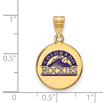 Sterling Silver Gold Plated Major League Baseball LogoArt Colorado Rockies Enamel Pendant — alternate view