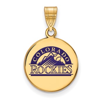 Sterling Silver Gold Plated Major League Baseball LogoArt Colorado Rockies Enamel Pendant