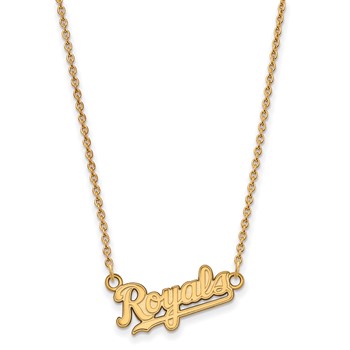 Sterling Silver Gold Plated Major League Baseball LogoArt Kansas City Royals Pendant Necklace — alternate view