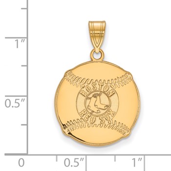 Sterling Silver Gold Plated Major League Baseball LogoArt Boston Red Sox in Baseball Pendant — alternate view