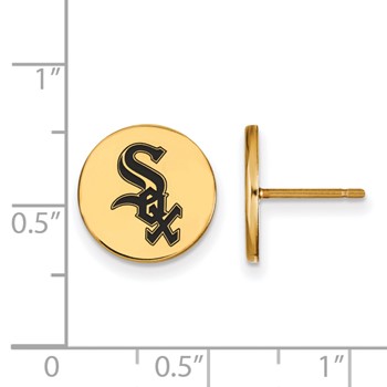 Sterling Silver Gold Plated Major League Baseball LogoArt Chicago White Sox Enamel Earrings — alternate view