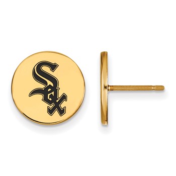 Sterling Silver Gold Plated Major League Baseball LogoArt Chicago White Sox Enamel Earrings