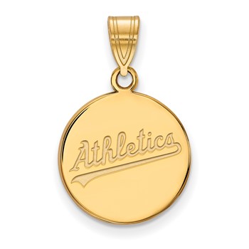 10k Gold Major League Baseball LogoArt Oakland Athletics Script Medium Disc Pendant