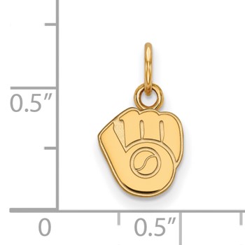 Sterling Silver Gold Plated Major League Baseball LogoArt Milwaukee Brewers Extra Small Pendant — alternate view