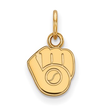 Sterling Silver Gold Plated Major League Baseball LogoArt Milwaukee Brewers Extra Small Pendant
