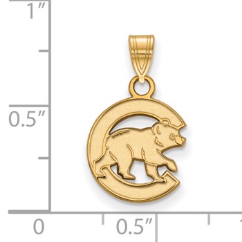 14k Gold Major League Baseball LogoArt Chicago Cubs Letter C Bear Small Pendant — alternate view