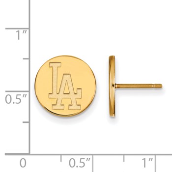 Sterling Silver Gold Plated Major League Baseball LogoArt Los Angeles Dodgers Post Earrings — alternate view