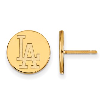 Sterling Silver Gold Plated Major League Baseball LogoArt Los Angeles Dodgers Post Earrings