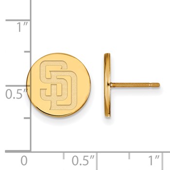 Sterling Silver Gold Plated Major League Baseball LogoArt San Diego Padres Small Disc Earrings — alternate view