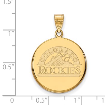 Sterling Silver Gold Plated Major League Baseball LogoArt Colorado Rockies Large Disc Pendant — alternate view