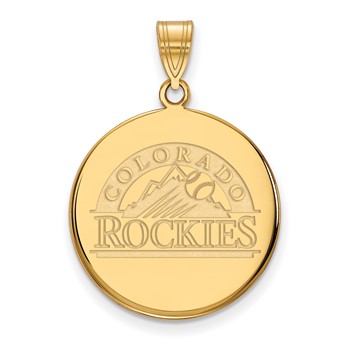 Sterling Silver Gold Plated Major League Baseball LogoArt Colorado Rockies Large Disc Pendant