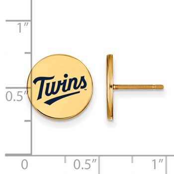 Sterling Silver Gold Plated Major League Baseball LogoArt Minnesota Twins Enamel Post Earrings — alternate view