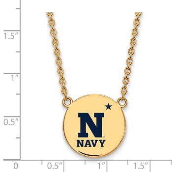 Sterling Silver Gold-plated LogoArt US Naval Academy Large Enameled Disc Pendant 18 inch Necklace — alternate view