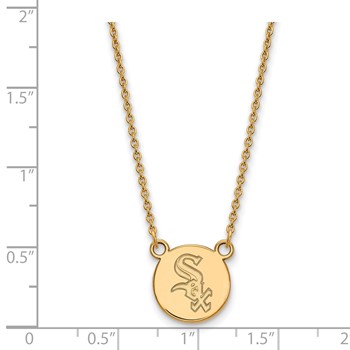 Sterling Silver Gold Plated Major League Baseball LogoArt Chicago White Sox Disc Necklace — alternate view