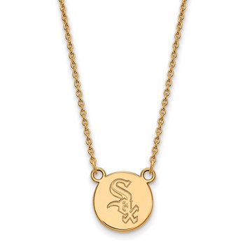 Sterling Silver Gold Plated Major League Baseball LogoArt Chicago White Sox Disc Necklace