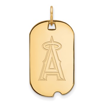 Sterling Silver Gold Plated Major League Baseball LogoArt Los Angeles Angels Dog Tag Pendant