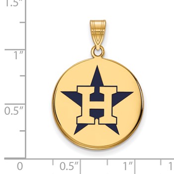 Sterling Silver Gold Plated Major League Baseball LogoArt Houston Astros Enamel Pendant — alternate view