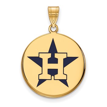 Sterling Silver Gold Plated Major League Baseball LogoArt Houston Astros Enamel Pendant