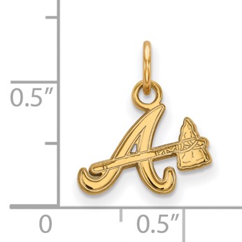 Sterling Silver Gold Plated Major League Baseball LogoArt Atlanta Braves Extra Small Pendant — alternate view
