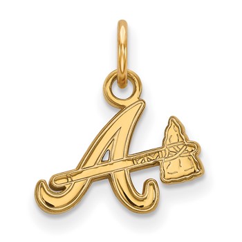 Sterling Silver Gold Plated Major League Baseball LogoArt Atlanta Braves Extra Small Pendant