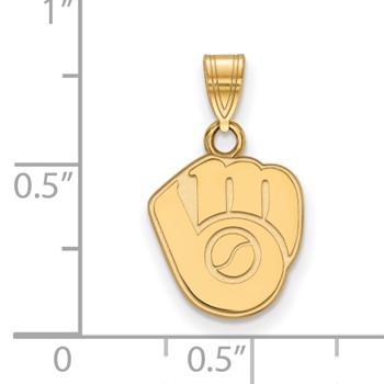 14k Gold Major League Baseball LogoArt Milwaukee Brewers Baseball Glove Small Pendant — alternate view