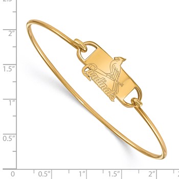 Sterling Silver Gold Plated Major League Baseball LogoArt St. Louis Cardinals Wire Bangle — alternate view