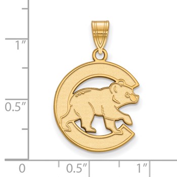 14k Gold Major League Baseball LogoArt Chicago Cubs Letter C Bear Large Pendant — alternate view