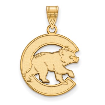 14k Gold Major League Baseball LogoArt Chicago Cubs Letter C Bear Large Pendant