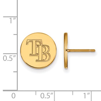 Sterling Silver Gold Plated Major League Baseball LogoArt Tampa Bay Rays Small Disc Earrings — alternate view