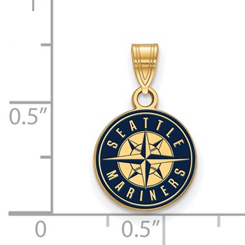 Sterling Silver Gold Plated Major League Baseball LogoArt Seattle Mariners Enamel Pendant — alternate view