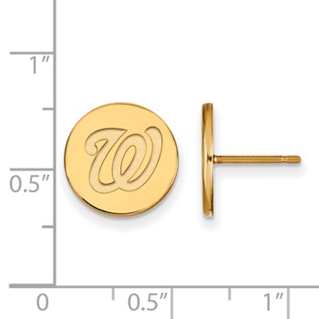 Sterling Silver Gold Plated Major League Baseball LogoArt Washington Nationals Disc Earrings — alternate view