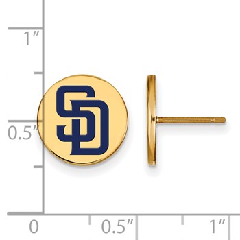 Sterling Silver Gold Plated Major League Baseball LogoArt San Diego Padres Enamel Disc Earrings — alternate view