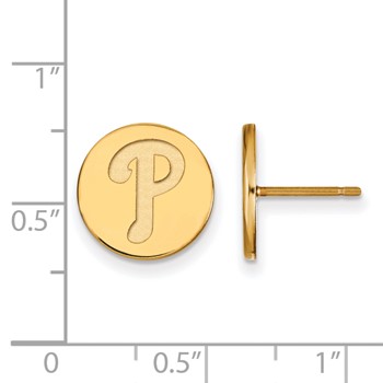 Sterling Silver Gold Plated Major League Baseball LogoArt Philadelphia Phillies Disc Earrings — alternate view