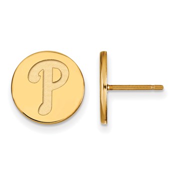 Sterling Silver Gold Plated Major League Baseball LogoArt Philadelphia Phillies Disc Earrings