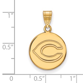 14k Gold Major League Baseball LogoArt Cincinnati Reds Medium Disc Pendant — alternate view