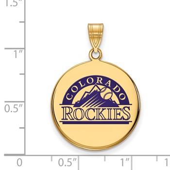 Sterling Silver Gold Plated Major League Baseball LogoArt Colorado Rockies Enamel Pendant — alternate view