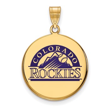 Sterling Silver Gold Plated Major League Baseball LogoArt Colorado Rockies Enamel Pendant