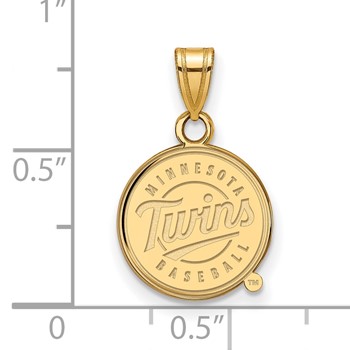14k Gold Major League Baseball LogoArt Minnesota Twins Script Baseball Small Pendant — alternate view