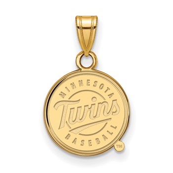 14k Gold Major League Baseball LogoArt Minnesota Twins Script Baseball Small Pendant