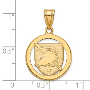 Sterling Silver Gold-plated LogoArt U.S. Military Academy Letter A Medium Circle Pendant — alternate view