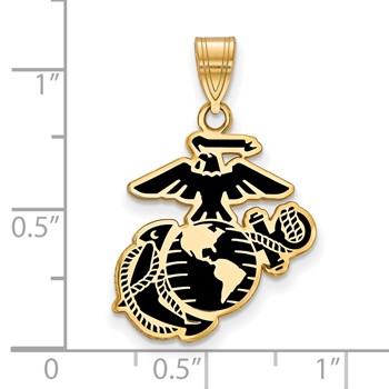 Gold Plated SS Large U.S. Marine Corps Epoxied Pendant — alternate view