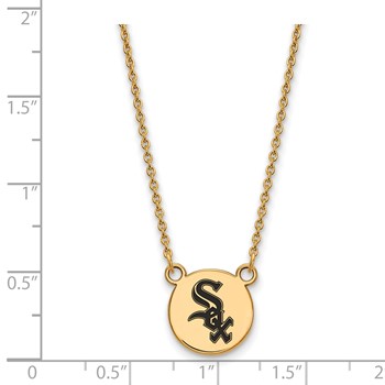 Sterling Silver Gold Plated Major League Baseball LogoArt Chicago White Sox Enamel Necklace — alternate view